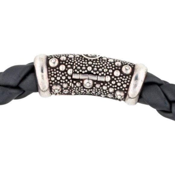 DAVID YURMAN STERLING SILVER 925  LEATHER BRAIDED BRACELET - Picture 9 of 10